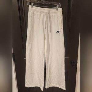 Womens White Nike Fleece Sweatpants, Size S